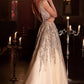 BEADED SHIMMER BALL GOWN by Cinderella Divine C135 - Special Occasion