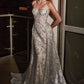 Strapless Fitted Glitter Floral Gown with Overskirt by Ladivine - CB046 - Special Occasion
