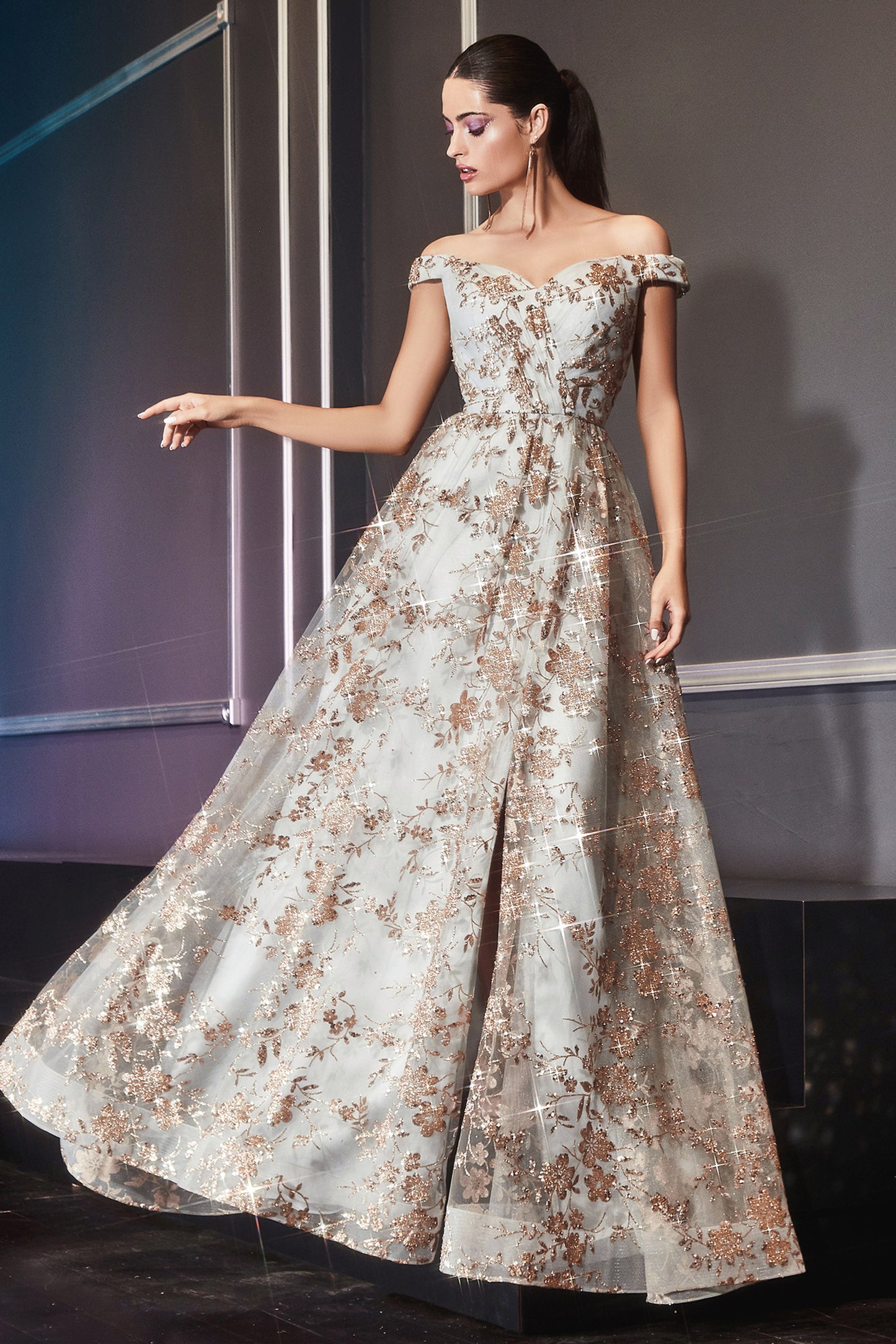 Cinderella Divine CB069 A-Line Embellished Print Dress - Special Occasion/Curves