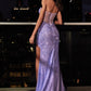 Strapless Fitted Bodice Glitter Slit Gown by Cinderella Divine - CB084 - Special Occasion