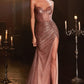Strapless Fitted Bodice Glitter Slit Gown by Cinderella Divine - CB084 - Special Occasion