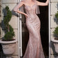 Strapless Lace Fitted Glitter Gown with Overskirt by Cinderella Divine CB093 - Special Occasion/Curves