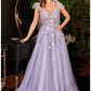 Tulle A-Line with Floral Gown By Ladivine CB097 - Women Evening Formal Gown - Special Occasion