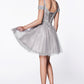 Off the Shoulder Short Floral A-line Dress by Cinderella Divine CD0132