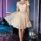 Off the Shoulder Short Floral A-line Dress by Cinderella Divine CD0132