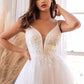 Beaded Floral A-Line Layered Tulle Bridal Gown by Cinderella Divine CD0154W