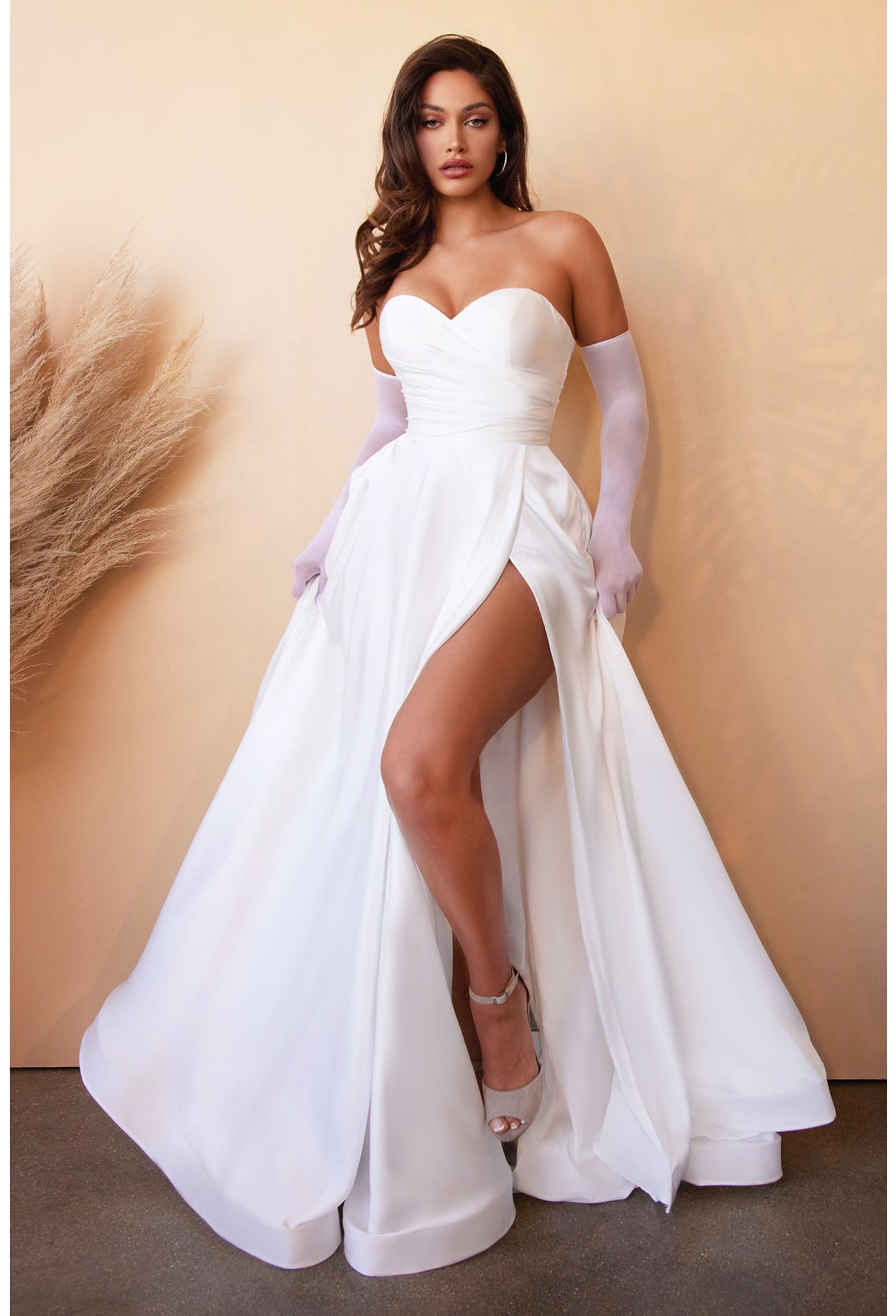 Satin Strapless A-Line Bridal Gown by Cinderella Divine CD0166W