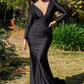 Long Sleeve Fitted Jersey Gown by Cinderella Divine - CD0168 - Curves/Sales