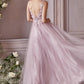 Floral Tulle A-line Women Formal Evening Gown - Cinderella Divine CD0181 -Special Occasion/Curves