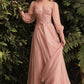 LONG SLEEVE CHIFFON EVENING GOWN by Cinderella Divine CD0183 - Special Occasion/Curves