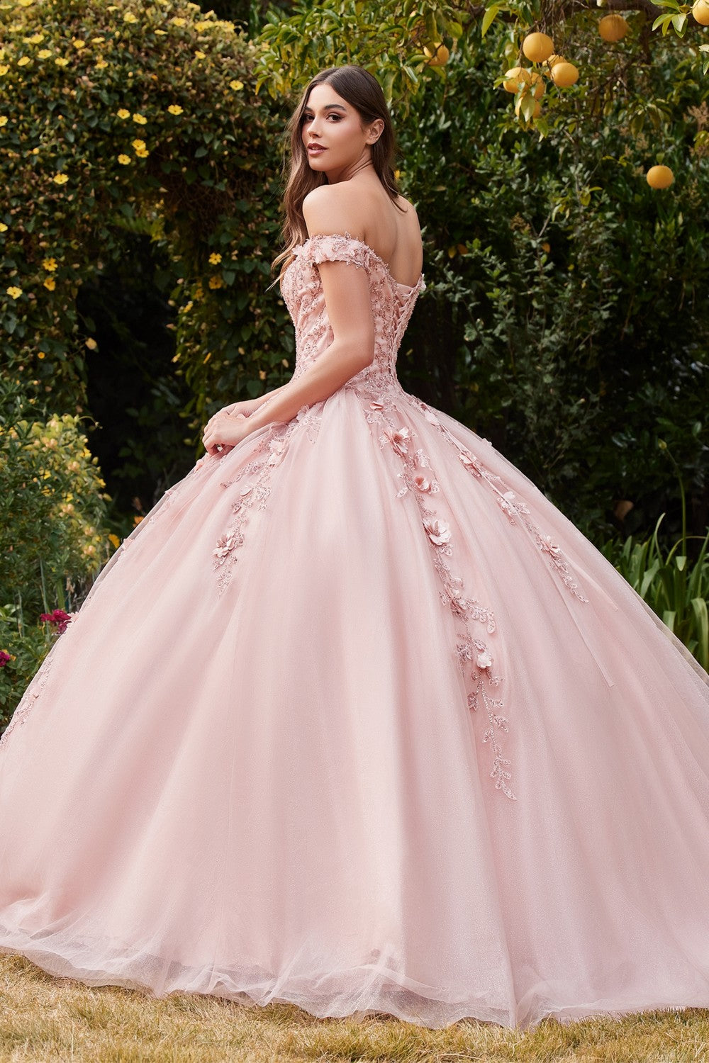 Off The Shoulder Layered Tulle Gown by Cinderella Divine CD0185 - Quinceanera