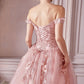 Off The Shoulder Layered Tulle Gown by Cinderella Divine CD0185 - Quinceanera
