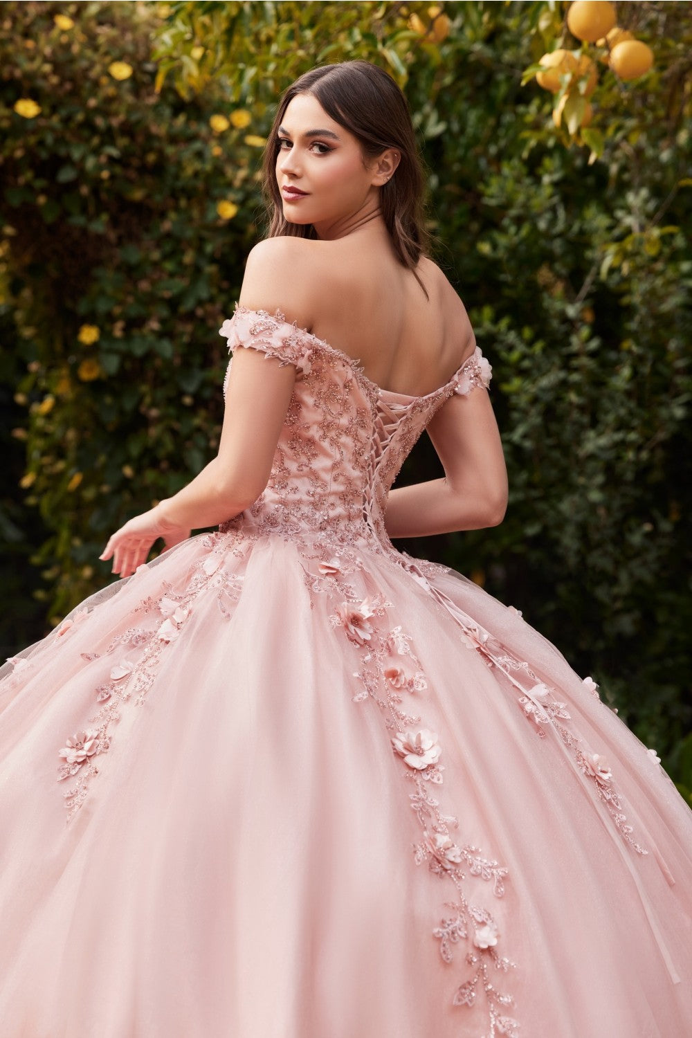 Off The Shoulder Layered Tulle Gown by Cinderella Divine CD0185 - Quinceanera
