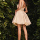 Floral Lace Bodice Short Tulle A-Line Dress by Cinderella Divine - CD0189