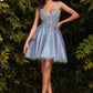 Floral Lace Bodice Short Tulle A-Line Dress by Cinderella Divine - CD0189