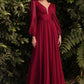 Cinderella Divine CD0192 LONG SLEEVE CHIFFON DRESS - Special Occasion/Curves