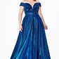 Off the Shoulder A-line Gown by Cinderella Divine CD210C - Special Occasion/Curves