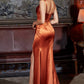 Sienna Satin Corset Slit Gown - Women Formal Gown -Cinderella Divine CD231 - Special Occasion/Curves