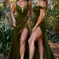 Velvet Off The Shoulder Slit Women Formal Gown By Ladivine CD236C - Curves