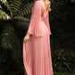 Pleated Chiffon Long Sleeve Gown by Cinderella Divine - CD242 - Special Occasion