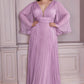 Pleated Chiffon Long Sleeve Gown -by Cinderella Divine - CD242C Curves