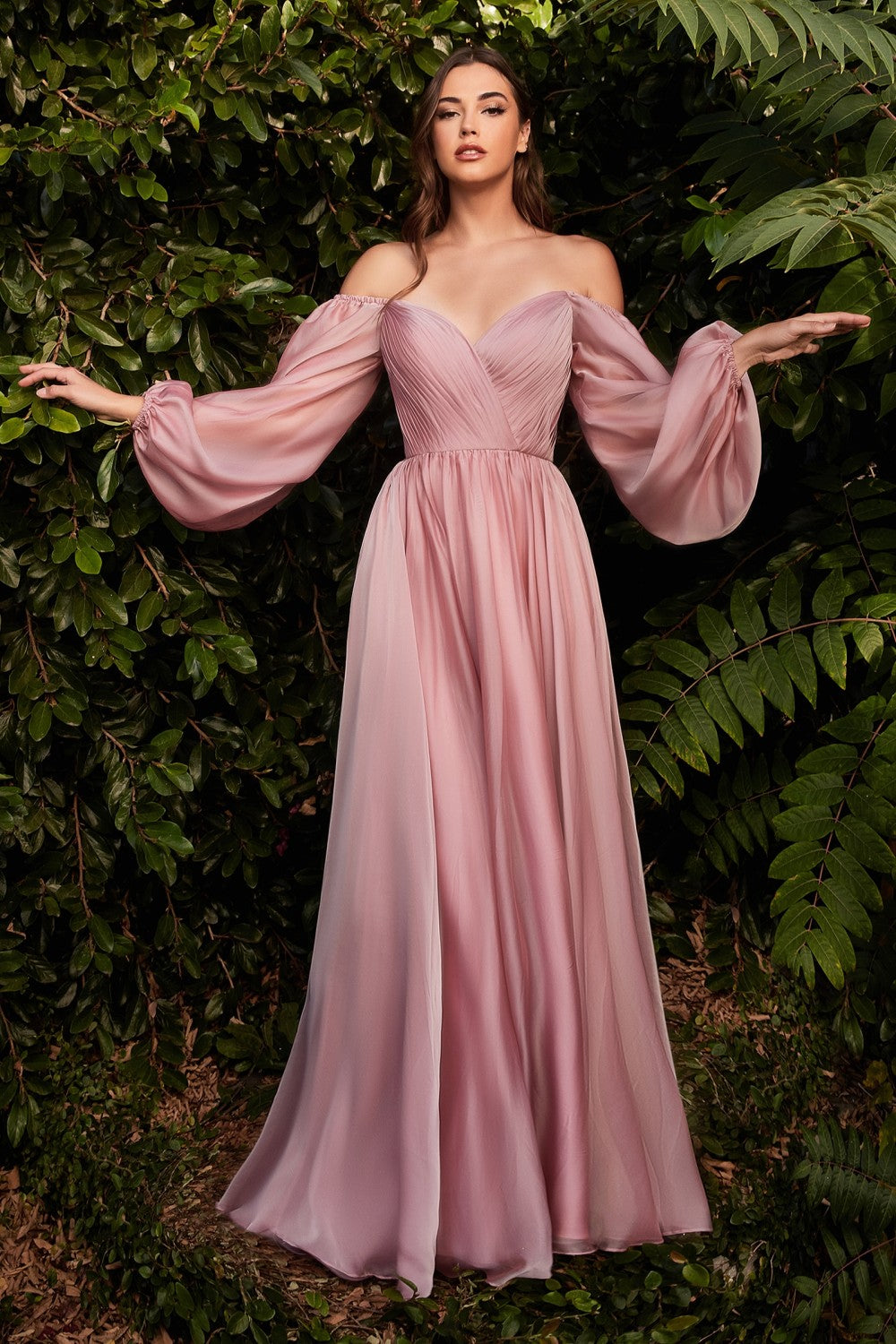 LONG SLEEVE CHIFFON DRESS by Cinderella Divine CD243 - Special Occasio Ariststyles LONG SLEEVE CHIFFON DRESS by Cinderella Divine CD243 - Special Occasio Ariststyles