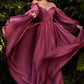 LONG SLEEVE CHIFFON DRESS by Cinderella Divine CD243 - Special Occasion