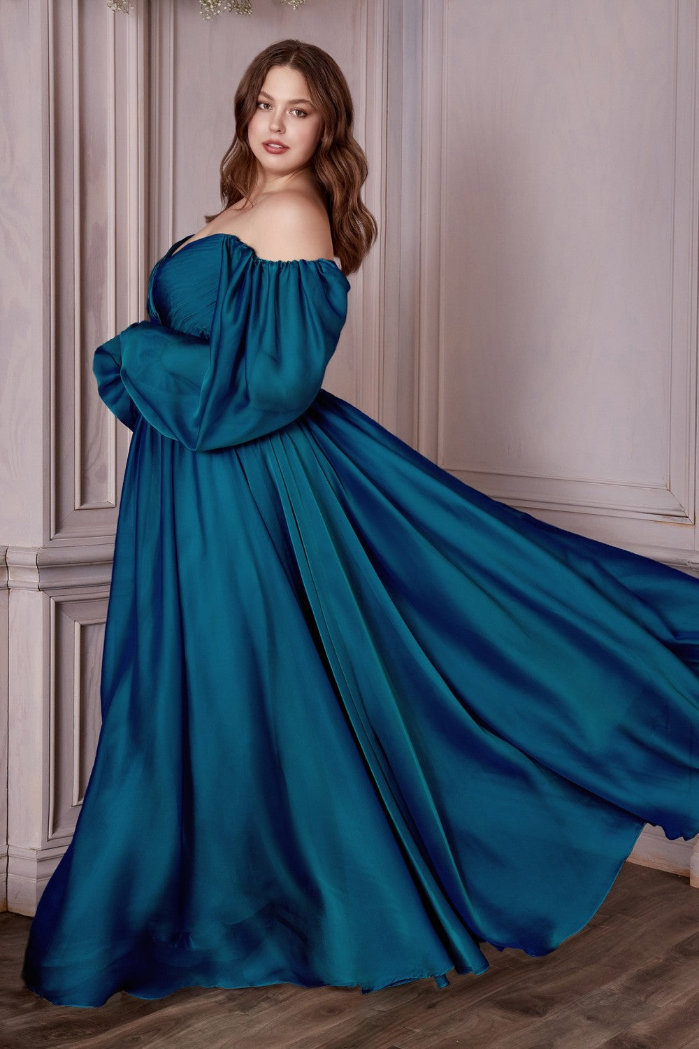 LONG SLEEVE CHIFFON DRESS by Cinderella Divine CD243C