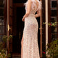 Feathered Iridescent Sequin Evening Formal Gown by Cinderella Divine - CD248 - Special Occasion