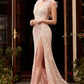 Feathered Iridescent Sequin Evening Formal Gown by Cinderella Divine - CD248 - Special Occasion