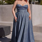 Glitter Corset A-Line Slit Gown By Ladivine CD252C - Women Evening Formal Gown - Curves