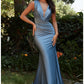 Fitted Stretch Wrap Jersey Gown by Cinderella Divine - CD912- Special Occasion/Curves