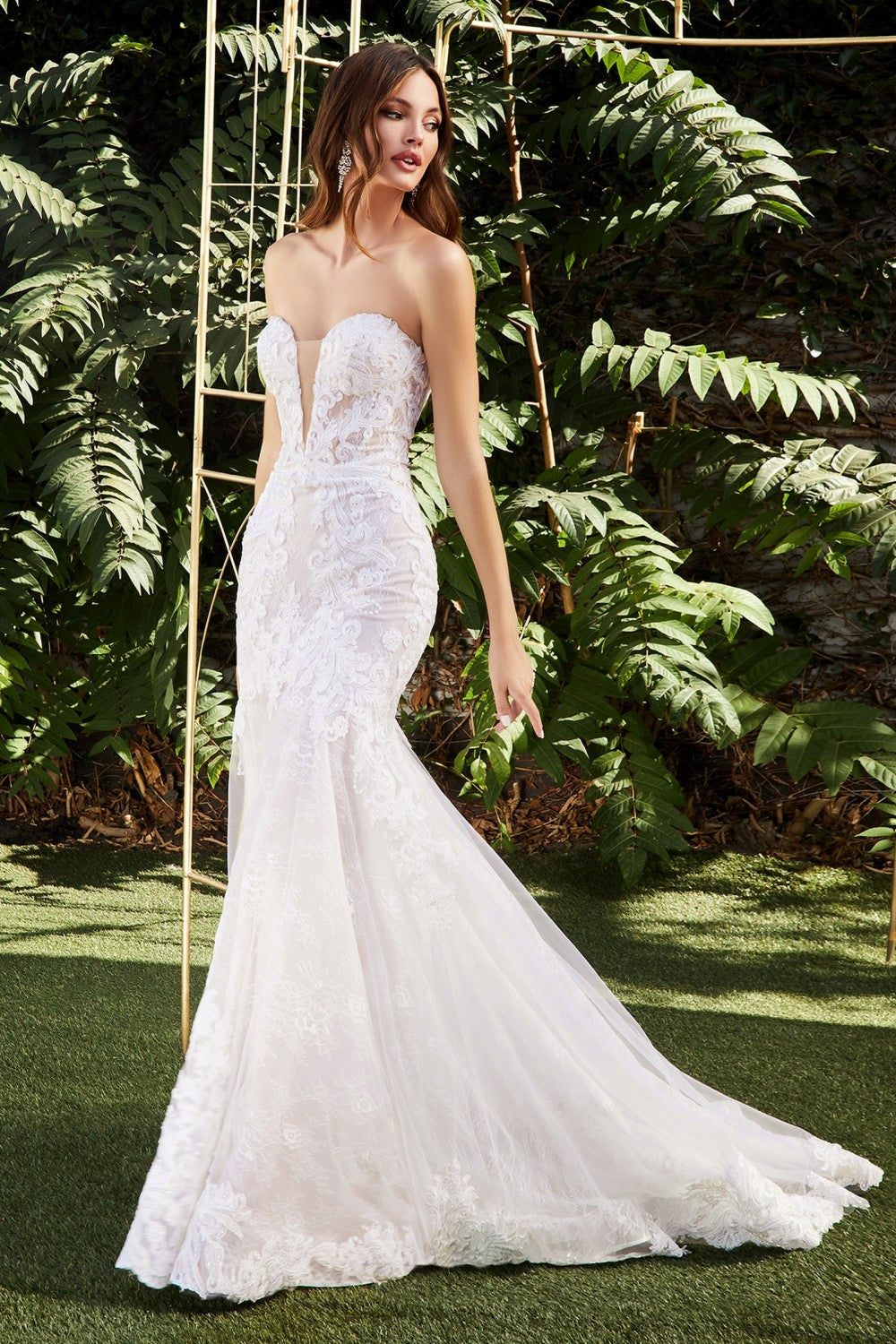 chinese dress ladies Strapless Lace Tulle Mermaid Bridal Gown by Cinderella Divine CD928 –  Ariststyles