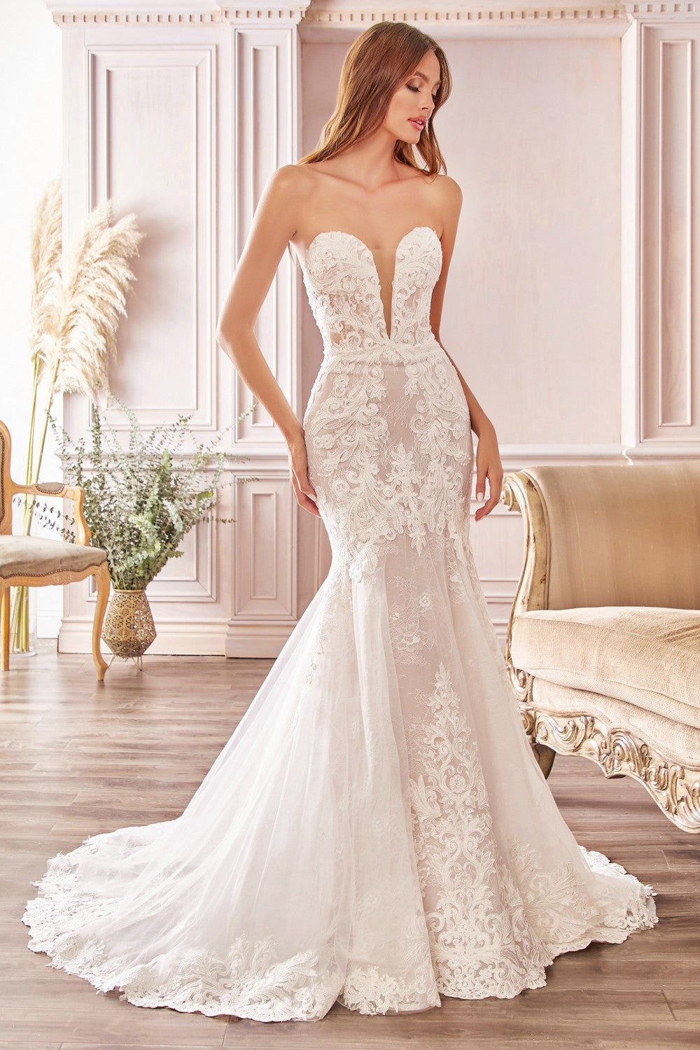 Strapless Lace Tulle Mermaid Bridal Gown by Cinderella Divine CD928 – Ariststyles