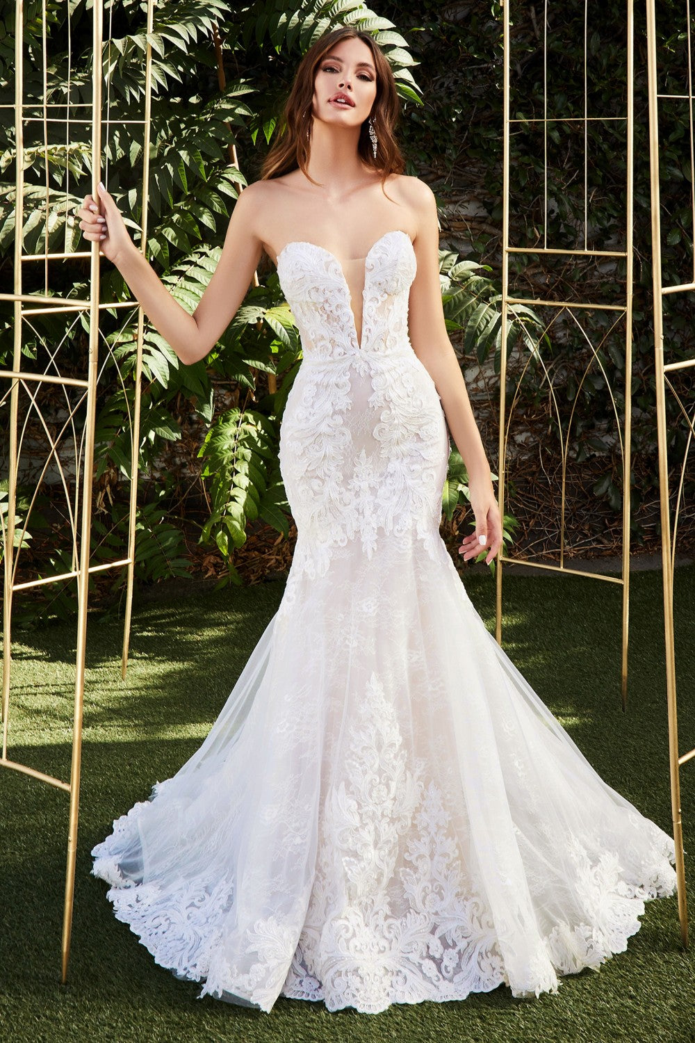 cinderella mermaid wedding dress Strapless Lace Mermaid Gown by Cinderella Divine CD928