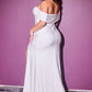 Off the Shoulder Jersey Sheath Slit Bridal Gown Cinderella Divine CD930C