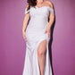 Off the Shoulder Jersey Sheath Slit Bridal Gown Cinderella Divine CD930C