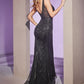 Black Fitted Beaded Trumpet Dress with by Ladivine CD935 -Special Occasion