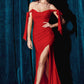 Off the Shoulder Fitted Stretch Jersey Dress by Cinderella Divine CD943 - Special Occasion