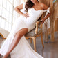 Off the Shoulder Stretch Jersey Slit Bridal Gown by Cinderella Divine CD944W