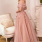 Strapless Glitter Tulle Ball Gown by Cinderella Divine CD955 - Special Occasions/Curves