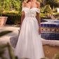 Off the Shoulder Lace Sheer Bodice A-line Bridal Gown by Cinderella Divine CD961W
