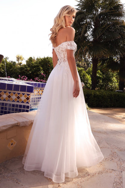 sheer shoulder wedding dress Casablanca Bridal 2547 Meline Wedding Dress Ballgown Sheer Corset Off The Shoulder Plunging Neckline Train Wedding Gown 2 / INS