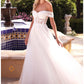 Off the Shoulder Lace Sheer Bodice A-line Bridal Gown by Cinderella Divine CD961W