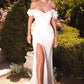 Satin Off the Shoulder Bridal Gown by Cinderella Divine CD965W
