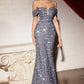 Off The Shoulder Sequins Mermaid Gown by Cinderella Divine CD975 - Special Occasion