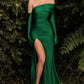 STRETCH SATIN GOWN WITH GLOVES by Cinderella Divine CD979 - Special Occasion