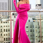 STRETCH SATIN GOWN WITH GLOVES by Cinderella Divine CD979C - Curves