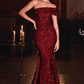Sequin One Shoulder Mermaid Gown by Cinderella Divine CD980 - Special Occasion