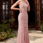 Beaded Lace Pastel Column Dress by Cinderella Divine CD981 - Special Occasion